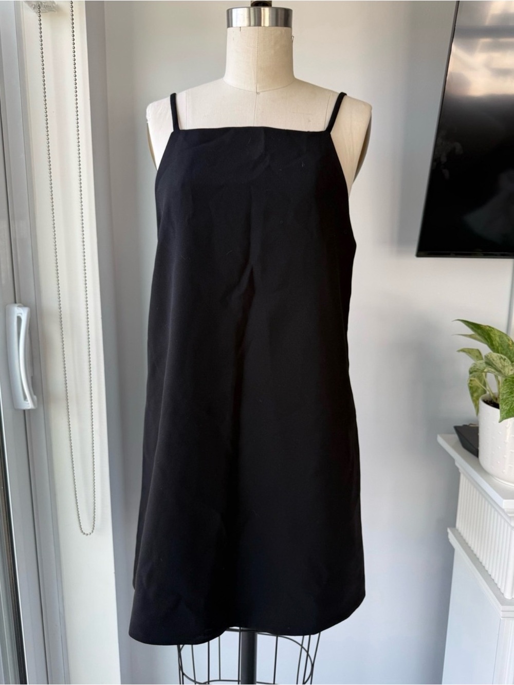 Zara Black Mini Dress with Square Neck